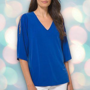 Michael Kors Women’s Beaded Cut Out Sleeve V-Neck Blouse Top Size L